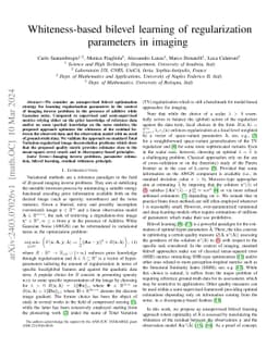 Whiteness-based bilevel learning of regularization parameters in imaging