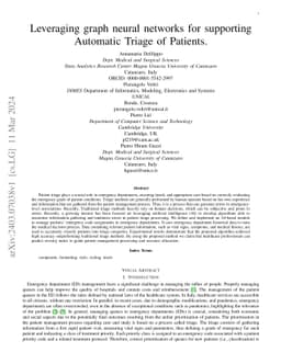 Leveraging graph neural networks for supporting Automatic Triage of
  Patients
