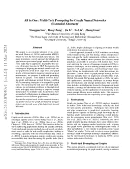 All in One: Multi-Task Prompting for Graph Neural Networks (Extended
  Abstract)
