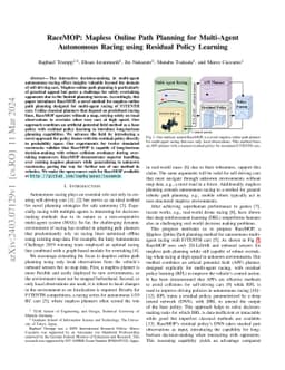 RaceMOP: Mapless Online Path Planning for Multi-Agent Autonomous Racing
  using Residual Policy Learning