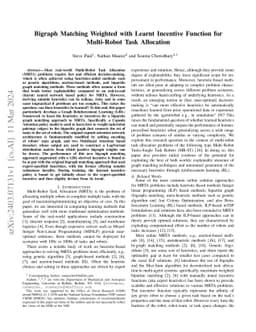 Bigraph Matching Weighted with Learnt Incentive Function for Multi-Robot
  Task Allocation