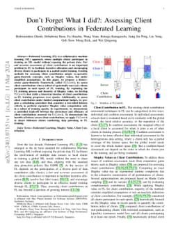 Don't Forget What I did?: Assessing Client Contributions in Federated
  Learning