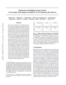 Monitoring AI-Modified Content at Scale: A Case Study on the Impact of
  ChatGPT on AI Conference Peer Reviews
