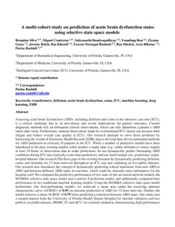 A multi-cohort study on prediction of acute brain dysfunction states
  using selective state space models