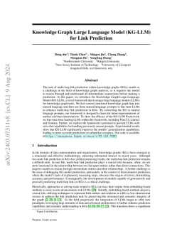 Knowledge Graph Large Language Model (KG-LLM) for Link Prediction