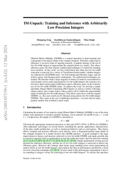 IM-Unpack: Training and Inference with Arbitrarily Low Precision
  Integers