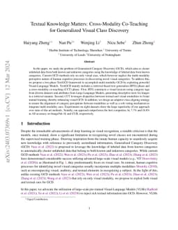 Textual Knowledge Matters: Cross-Modality Co-Teaching for Generalized
  Visual Class Discovery