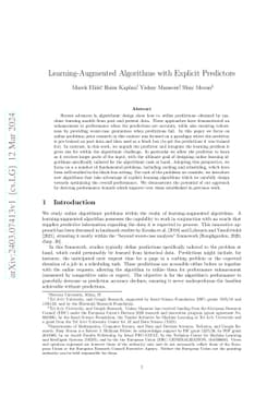 Learning-Augmented Algorithms with Explicit Predictors