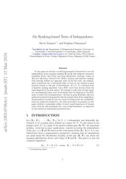 On Ranking-based Tests of Independence