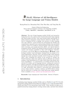 MoAI: Mixture of All Intelligence for Large Language and Vision Models