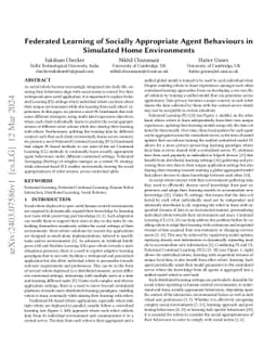 Federated Learning of Socially Appropriate Agent Behaviours in Simulated
  Home Environments
