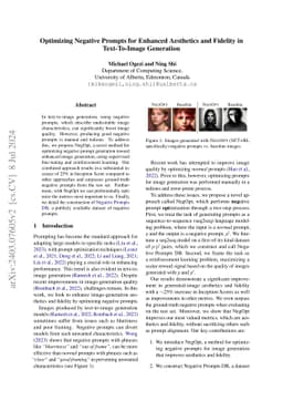 Optimizing Negative Prompts for Enhanced Aesthetics and Fidelity in
  Text-To-Image Generation