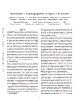 Characterization of Large Language Model Development in the Datacenter