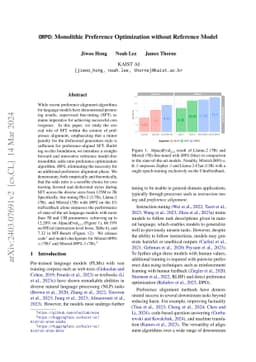 ORPO: Monolithic Preference Optimization without Reference Model