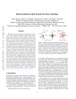Robust Synthetic-to-Real Transfer for Stereo Matching