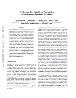 WorkArena: How Capable Are Web Agents at Solving Common Knowledge Work
  Tasks?