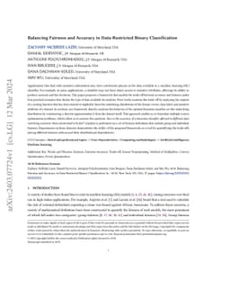 Balancing Fairness and Accuracy in Data-Restricted Binary Classification