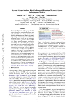 Beyond Memorization: The Challenge of Random Memory Access in Language
  Models