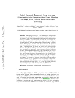 Label Dropout: Improved Deep Learning Echocardiography Segmentation
  Using Multiple Datasets With Domain Shift and Partial Labelling