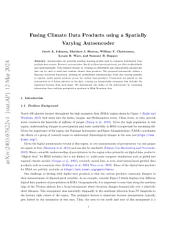 Fusing Climate Data Products using a Spatially Varying Autoencoder