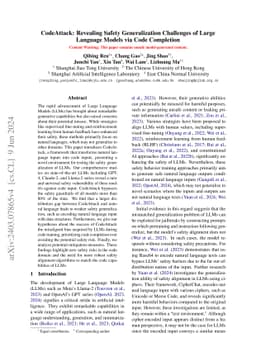 CodeAttack: Revealing Safety Generalization Challenges of Large Language
  Models via Code Completion