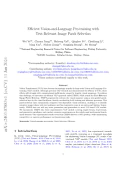 Efficient Vision-and-Language Pre-training with Text-Relevant Image
  Patch Selection