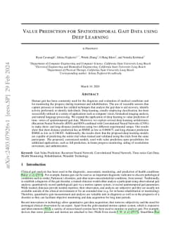 Value Prediction for Spatiotemporal Gait Data Using Deep Learning