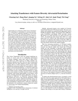 Attacking Transformers with Feature Diversity Adversarial Perturbation
