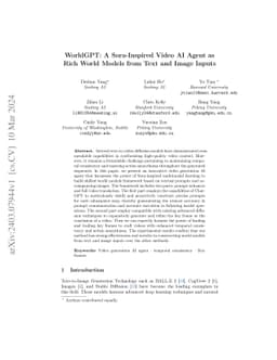 WorldGPT: A Sora-Inspired Video AI Agent as Rich World Models from Text
  and Image Inputs