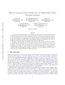 Efficient Language Model Architectures for Differentially Private
  Federated Learning