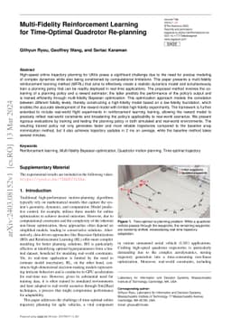 Multi-Fidelity Reinforcement Learning for Time-Optimal Quadrotor
  Re-planning