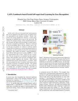 LAFS: Landmark-based Facial Self-supervised Learning for Face
  Recognition