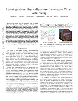 Learning-driven Physically-aware Large-scale Circuit Gate Sizing