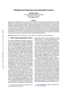 Validating and Exploring Large Geographic Corpora