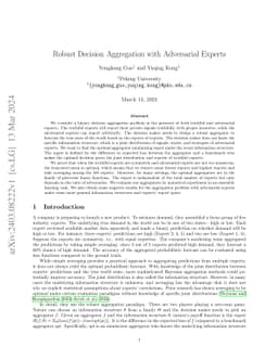 Robust Decision Aggregation with Adversarial Experts