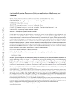 Machine Unlearning: Taxonomy, Metrics, Applications, Challenges, and
  Prospects