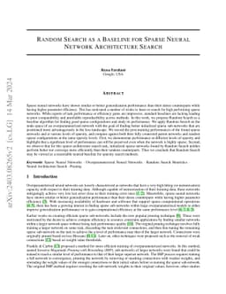 Random Search as a Baseline for Sparse Neural Network Architecture
  Search