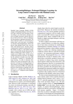 StreamingDialogue: Prolonged Dialogue Learning via Long Context
  Compression with Minimal Losses