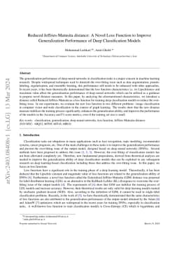 Reduced Jeffries-Matusita distance: A Novel Loss Function to Improve
  Generalization Performance of Deep Classification Models