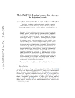 Model Will Tell: Training Membership Inference for Diffusion Models