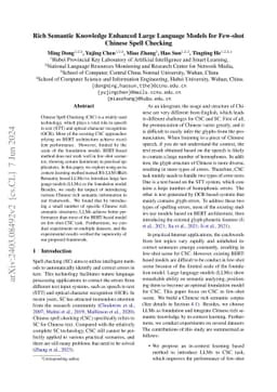 Rich Semantic Knowledge Enhanced Large Language Models for Few-shot
  Chinese Spell Checking