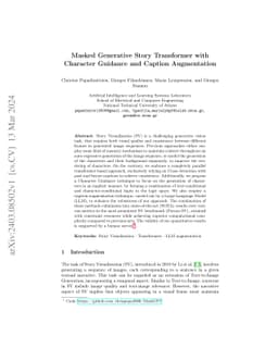 Masked Generative Story Transformer with Character Guidance and Caption
  Augmentation