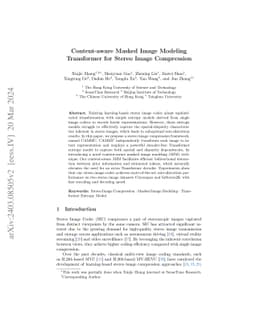 CAMSIC: Content-aware Masked Image Modeling Transformer for Stereo Image Compression