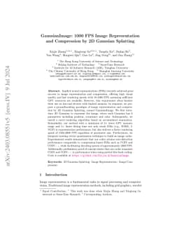 GaussianImage: 1000 FPS Image Representation and Compression by 2D
  Gaussian Splatting