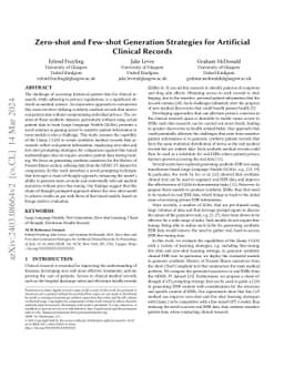 Zero-shot and Few-shot Generation Strategies for Artificial Clinical
  Records