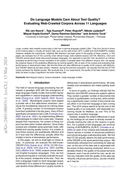 Do Language Models Care About Text Quality? Evaluating Web-Crawled
  Corpora Across 11 Languages
