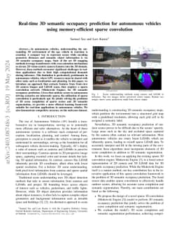 Real-time 3D semantic occupancy prediction for autonomous vehicles using
  memory-efficient sparse convolution