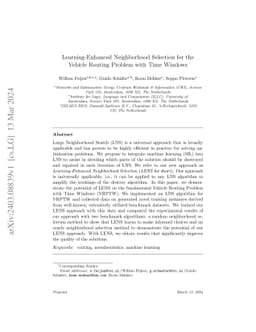 Learning-Enhanced Neighborhood Selection for the Vehicle Routing Problem
  with Time Windows