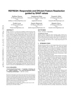 REFRESH: Responsible and Efficient Feature Reselection Guided by SHAP
  Values