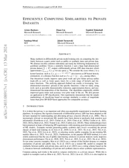 Efficiently Computing Similarities to Private Datasets